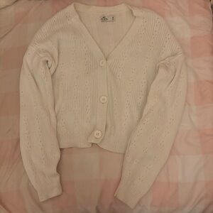hollister knit white cardigan ♡